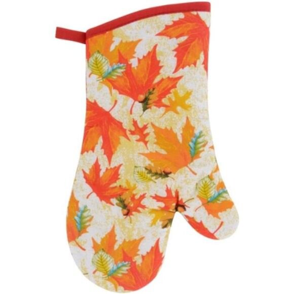 Combined Fall Kitchen Pot Holder and Mitt - Autumn Oven Mitt and Pot Holder Set - Picture 3 of 6